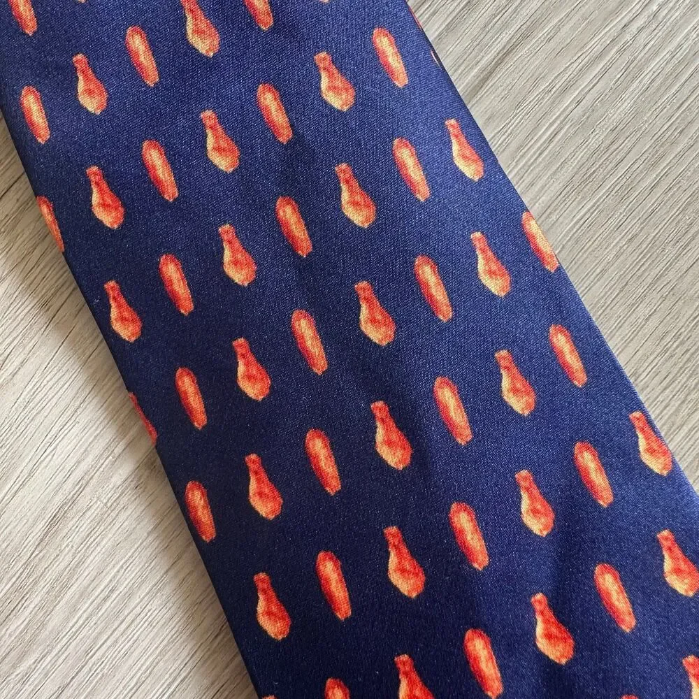 Buffalo Wing Wear Buffalo Chicken Wings 100% Silk Tie Dark Blue